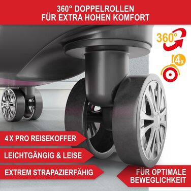 Набір валіз Onbest Premium 4-в-1 з жорстким корпусом, TSA-замком та USB-портом. В комплекті: ваги, ремені, адресники, тримач для напоїв, чохол для взуття та чотири чохли від пилу. Рожевий колір.