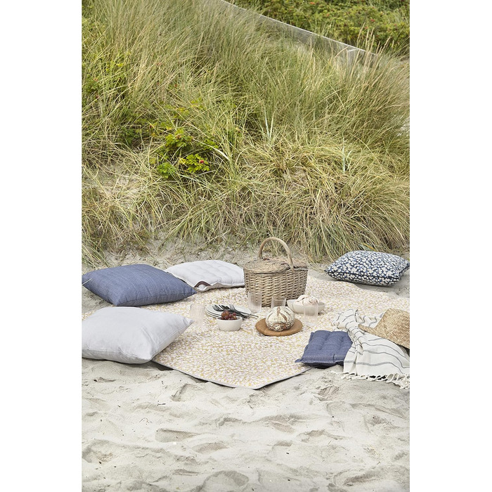 Ковдра для пікніка бренду скандинавського дизайну, простирадло для відпочинку, пляжний килимок, складний, 51,2 x 66,9 дюймів (130 x 170 см), Bellis солом'яно-жовтий/рожевий, 25129