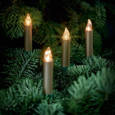 LED-свічки для ялинки Lumix® SuperLight Mini Metallic Gold, 9 см, 12 шт. з пультом керування та батарейками