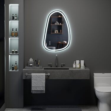 Дзеркало для ванної кімнати YOURLITE з підсвічуванням, 85x55 см, LED, сенсорне керування, 3 кольори світла, регулювання яскравості, антизапар, горизонтальне/вертикальне, IP44, білий