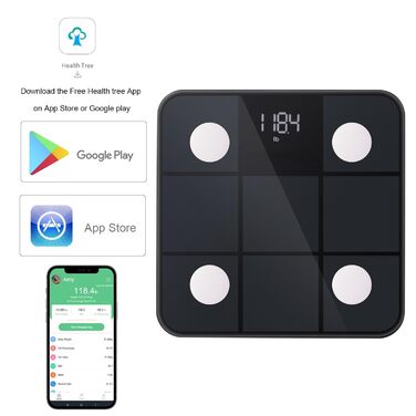 Переможець цифрового тесту Body Fat Scale з додатком, Bluetooth, ІМТ, м'язова маса, BMR (280 чорний 2022)