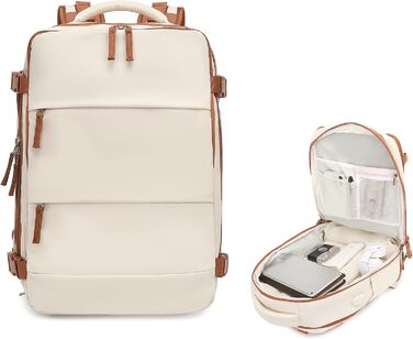 Рюкзак KONO для ручної поклажі 42x30x20, 25L, для ноутбука, Outdoor, для подорожей, спортивний, Weekender, з відділенням для взуття, 42.0 x 30.0 x 20.0 см, Бежевий та Коричневий