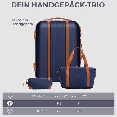 Набір валіз FERGÉ Milano 5-ти частинний (3 розміри) + сумка для подорожей + органайзер для туалетних аксесуарів - 3 шт.