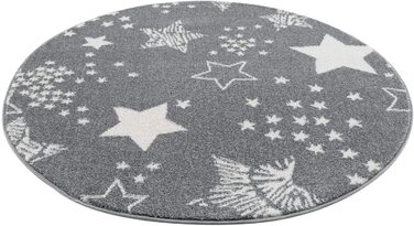 Килим міський Дитячий ковролін - Stars Sky 120 см Round Grey - Модерн для дитячих кімнат