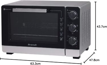 Міні-піч Brandt FC405MS: компактна, 40 л, 2100 Вт, 5 режимів, рівномірне приготування, сірий колір