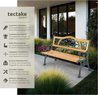 Тектайк (tectake) лавка для саду на 2 особи, дерев'яна, в стилі кантрі, 119,5 x 62 x 83 см, 'Міхаела'