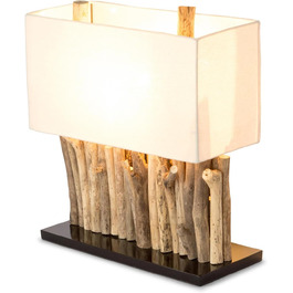 Лампа дерев'яна 16x35см 40см висока настільна лампа настільна лампа з переробленої коряги дерев'яна лампа унікальна ручної роботи біла