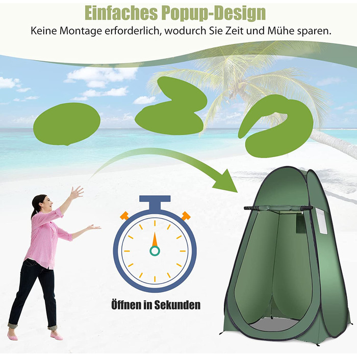 Намет для душу GYMAX Pop Up, 120x120x190 см, для кемпінгу та відпочинку на природі, з сумкою
