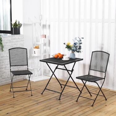 Набір бістро Outsunny Garden Seating Group 3 особи з 1 столом і 2 розкладними стільцями, метал сірий для тераси та балкона
