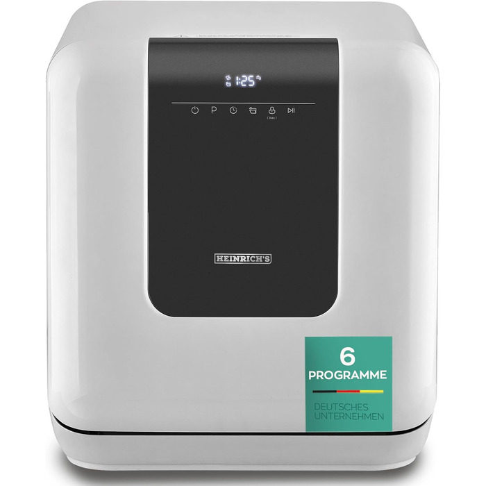 Портативна міні-мийка посуду HEINRICH'S: компактна, 6л, для дому, офісу, кемпінгу, 6 програм