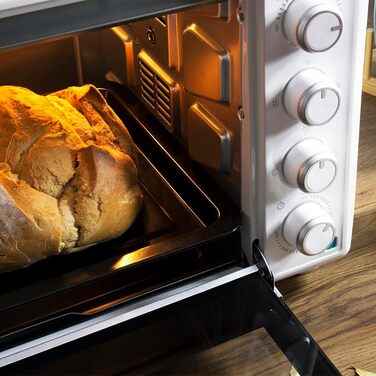 Конвекційна піч Cecotec 46L Bake&Toast 4600 White Gyro: 2000 Вт, 12 функцій, внутрішнє освітлення, регулювання температури до 230°C, подвійне скло, з поворотним шампуром