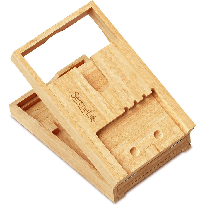 Підставка для ванни SereneLife з дерева - Розширювана підставка для ванни 70-105 см з тримачем для напоїв та книжковою підставкою, вологостійка, аксесуар для ванни, Wellness