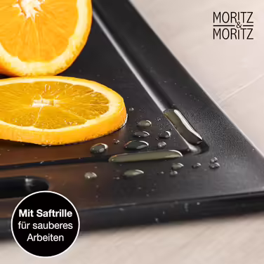 Набір обробних дощок Moritz & Moritz 2 шт. 36x27,5 см, пластик, без BPA, гранітний дизайн, з антиковзними ніжками та отвором для захвату, з канавкою для соку, чорні, великі для кухні