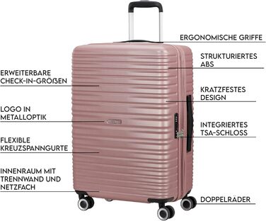 Набір валіз American Tourister Aerotech (3 шт.) - ручна поклажа, середній, великий, розширюваний, з TSA-замком, блакитний/рожевий (металік)