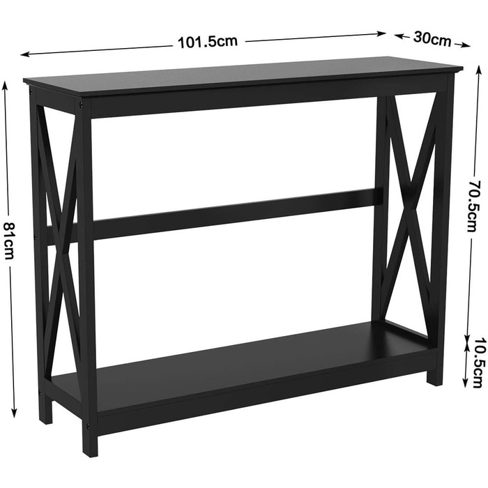 Консольний стіл Yaheetech, Стіл для передпокою, Журнальний столик, Сервант, 101.5 x 30 x 81 см, Дерево, Скандинавський дизайн, Чорний