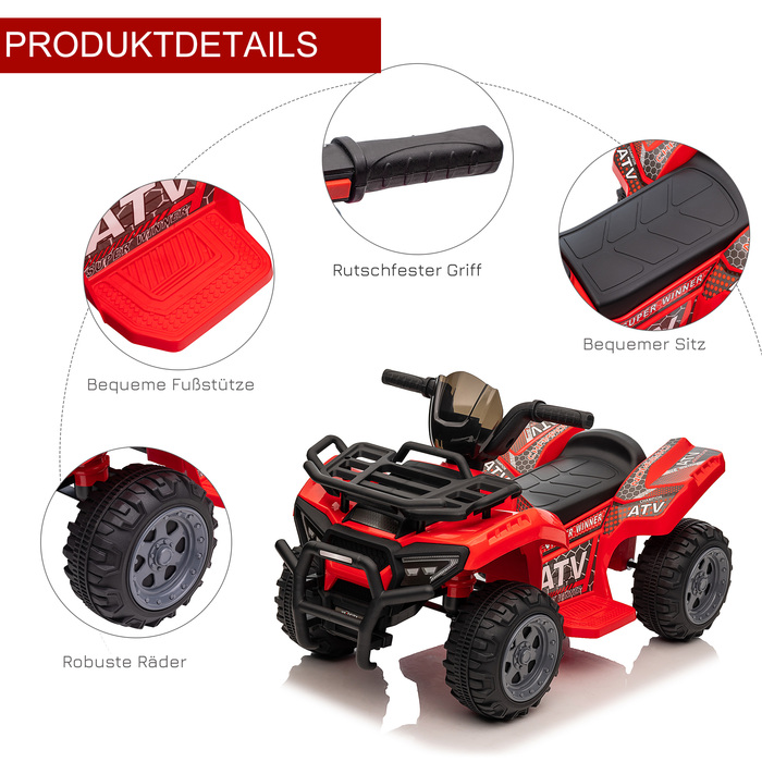HOMCOM Mini Electric Quad, Дитяча електрична коляска для квадроциклів, для дітей 18-36 місяців, Дитячий мотоцикл Електричний квадроцикл, рожевий
