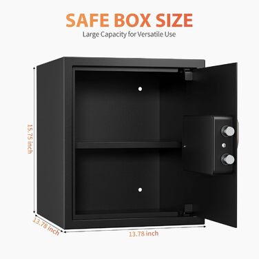 KABISAFE Сейф для дому та офісу з цифровим замком, 44L. Сейф для грошей, документів, прикрас. Світлодіодне підсвічування, ключ.