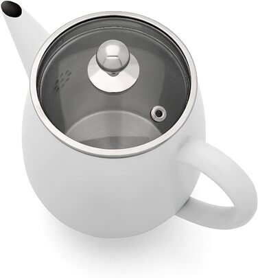 Чайник з подвійними стінками об'ємом 1,1 літра з фільтруючим фільтром-ізолюючий білий чайник з нержавіючої сталі зі скляною кришкою-чайник для більш тривалого чаювання