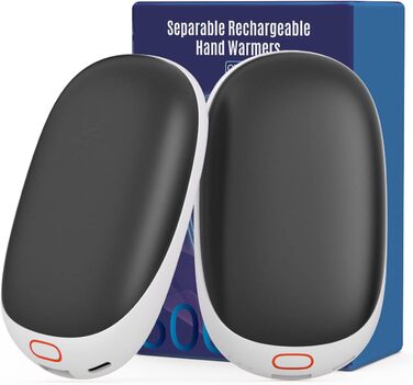 Jonwall Електричний нагрівач рук 2 шт. 5000mAh, перезарядна батарея, магнітний, портативний, USB Powerbank, подарунок для жінок та чоловіків, чорний