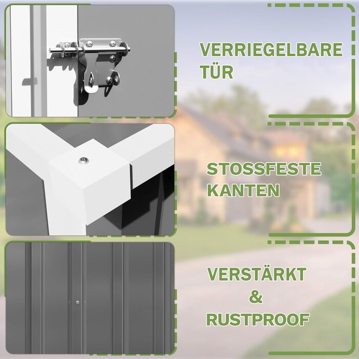 Сарай для інструментів Devoko Metall Gerätehaus 96x98x160 см, сталевий, з похилим дахом, сірий. З рукавичками, замикається.