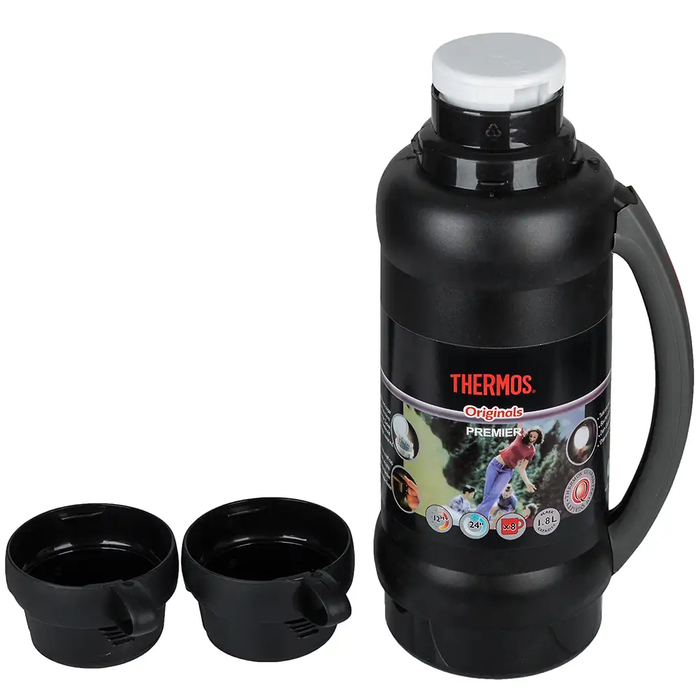 Термос THERMOS PREMIER зі скляною колбою, чорний, 1,8 л