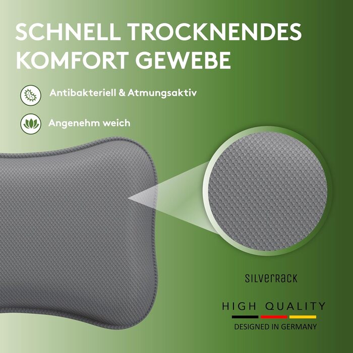 Подушка для ванни преміум-класу сірого кольору з присосками - зручна підтримка шиї та голови для ванни, джакузі та спа - аксесуар для ванної кімнати