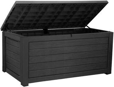 Ящик для зберігання Keter Blackwood 623л, чорний - водонепроникний, з газовими амортизаторами, витримує до 272 кг