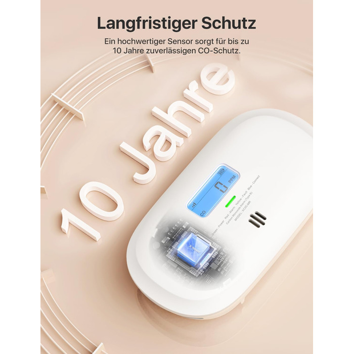 X-Sense Детектор чадного газу з цифровим дисплеєм, сертифікат TÜV Rheinland, з базовою станцією SBS50, керування через додаток, XC0C-MR11, 1 шт.