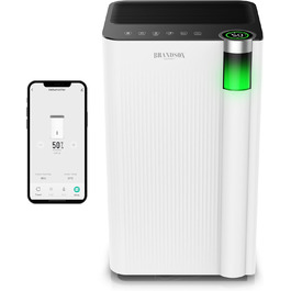 Електричний осушувач повітря Brandson з компресором, 12 літрів, Wi-Fi, з таймером, функцією відтавання, білий