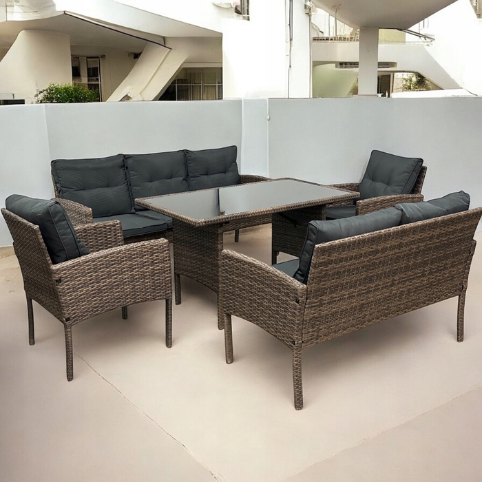 Комплект садових меблів IdealGarden із техноротанга, коричневий, 5 предметів