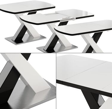Розсувний обідній стіл Vicco Chinto, чорний, 120-160 x 80 см
