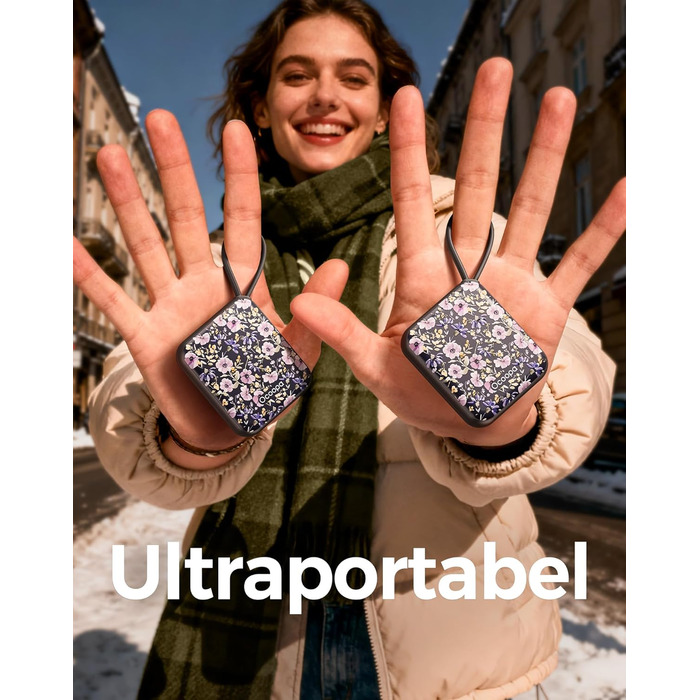 Електричні грілки для рук OCOOPA 2 шт., багаторазові, 4000mAh, USB, 3 режими нагріву, до 52°C, подарунок на Новий рік, для зими, катання на лижах, подорожей та активного відпочинку, UT5 Nano Wiesengeflüster (Ocoopa x Künstleredition) (Ocoopa x Künstleredi