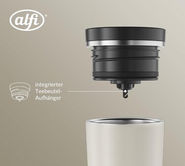 Термокружка Alfi ISO Coffee Mug Pro, бежевий матовий, 0.38 л, нержавіюча сталь, для кави з собою, з термоізоляцією, 6 годин гаряче, 12 годин холодне, без BPA, миється в посудомийній машині