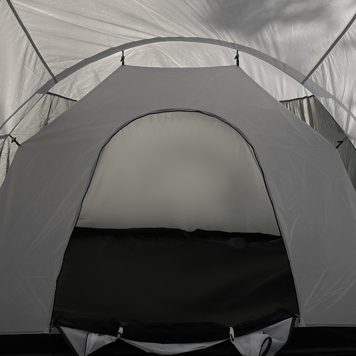 Кемпінговий намет Outsunny Tunnel Tent на 6-9 осіб з 3 спальнями, вітальнею та верандою, водяний стовп 2000 мм, сірий