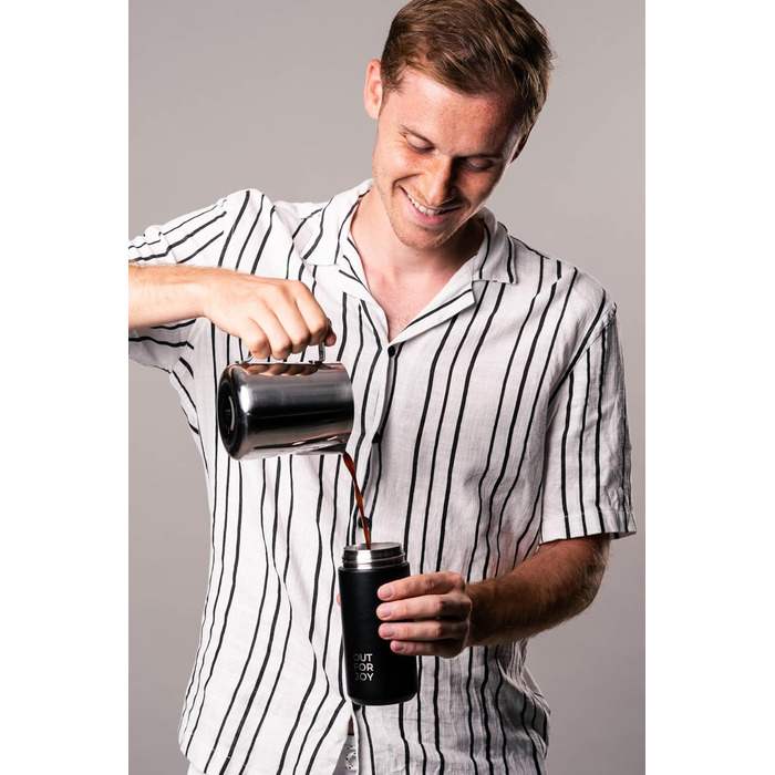 Термокружка з нержавіючої сталі 350 мл | Термокружка для кави з собою | Зі знімним кришкою, подвійні стінки, ізольована | Кава та чай з собою - туристична кружка | Зберігає тепло 4 години / холод 8 годин (Чорний Midnight)