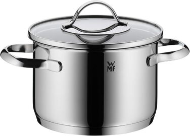 Набір каструль WMF Aparto 5-ти частинний з кришкою з термостійкого скла, Cromargan нержавіюча сталь, індукційне дно, підходить для всіх типів плит, без антипригарного покриття, безпечний для миття в посудомийній машині