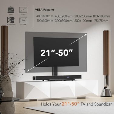 Підставка для телевізора LCD/LED, 21-47 дюймів, універсальна, регульована по висоті, скляна, для телевізорів з плоским екраном