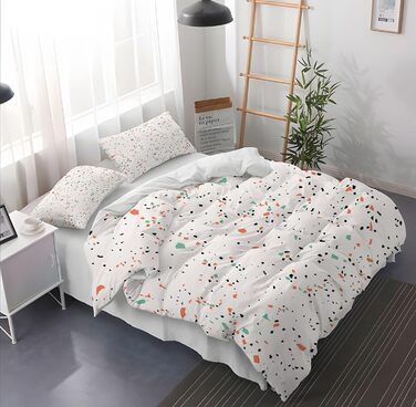 Сіра постільна білизна 180x200 см Геометричний дизайн, двостороння постільна білизна з м'якої мікрофібри, гіпоалергенна, 3 частини (1 простінь, 2 наволочки 80x80 см), сучасний дизайн