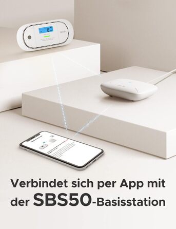 Виявлювач CO X-Sense з LCD-дисплеєм, SBS50, XC01-M (1 шт.) - для дому, з пам'яттю, з базою