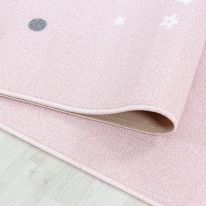 Дитячий килим Star Design - Килим з коротким ворсом Дитяча кімната для дівчаток і хлопчиків Нековзний м'який ворс - ігровий килимок, який можна прати Дитячий килимок Ігровий килимок Дитяча кімната (100 х 150 см, рожевий)