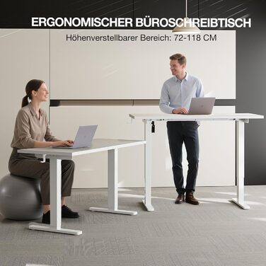 Електричний регульований стіл 120x60 см з пам'яттю, для офісу та дому. Комп'ютерний стіл з кабелеуправлінням та гачками, білий.