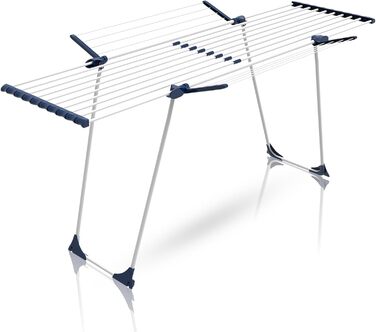 Розсувна сушарка для білизни BigDean Jumbo з потовщеними стійками, довжина просушування 28м (Біло-блакитна)