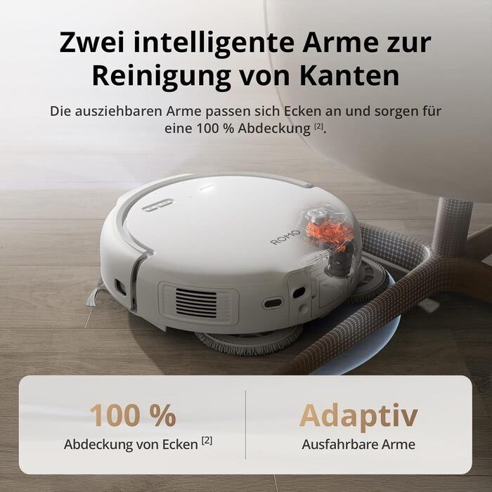 Робот-пилосос DJI Robo S з функцією миття підлоги, 25 000 Па потужність всмоктування, розпізнавання перешкод рівня дрона, два роботизовані руки, 200 днів без обслуговування, автоматичне очищення та сушіння моп-насадки DJI Robo S (версія з баком для води)