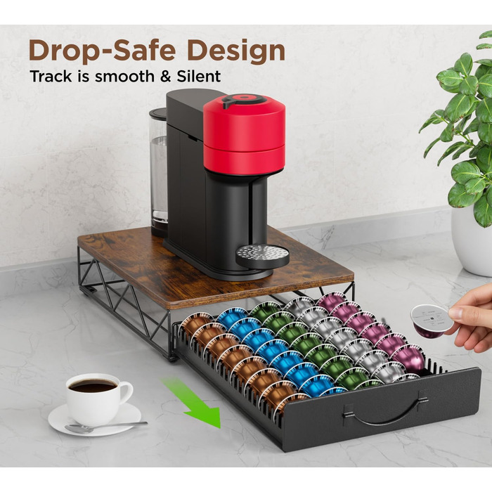 Організатор для капсул Nespresso Vertuo від HFHOME - на 40 великих або 60 маленьких капсул, з висувною шухлядою