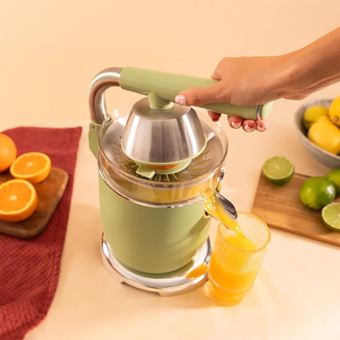 Електрична соковитискачка для цитрусових Cecotec Xqueeze RetroJuice 1000 Green. 1000W, нержавіючий фільтр, 2 конуси, система запобігання краплі