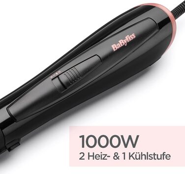 Щітка для гарячого повітря BaByliss Perfect Finish, 1000 Вт, 3 насадки, 2 налаштування температури, іонна технологія, AS126E