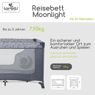 Lorelli Babybett und Laufstall Moonlight 2 в 1: дитяче ліжко та манеж для ігор, рожевий, з транспортною сумкою