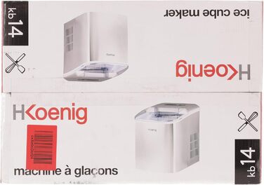 Машина для виробництва кубиків льоду H.Koenig, 3 розміри, 6-13 хв., 100 Вт, нержавіюча сталь, срібло, індикатор рівня води