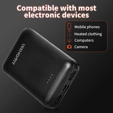 Павербанк LUXHOMY 10000mAh для жилета/куртки з підігрівом, USB-C та мікровходи, 2 USB-виходи, одяг 5V