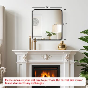 Дзеркало для ванної кімнати Fabuday, 61 x 76,2 см, без рами, для ванної, спальні, у стилі кантрі (Чорний)